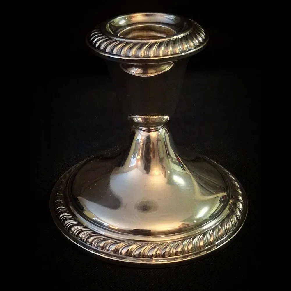 VINTAGE: Single Alvin S160 Sterling Weighted Candlestick Holder Gadroon Rim HTF